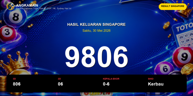 Result Singapore hari ini 30 Mei 2026 angka 9806