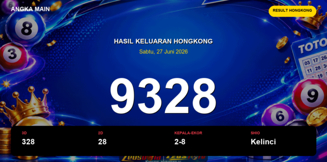 Result Hongkong hari ini 27 Juni 2026 angka 9328