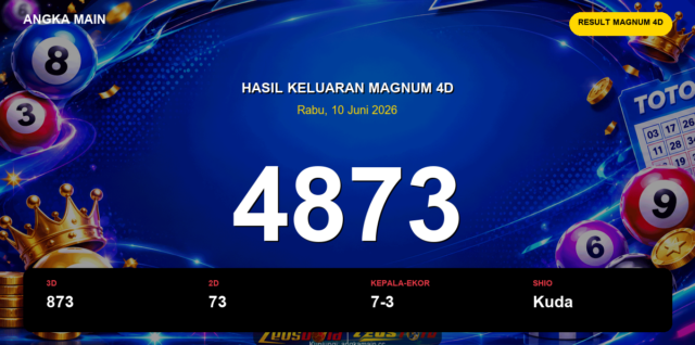 Result Magnum 4D hari ini 10 Juni 2026 angka 4873