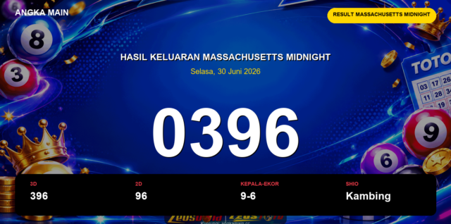 Result Massachusetts Midnight hari ini 30 Juni 2026 angka 0396