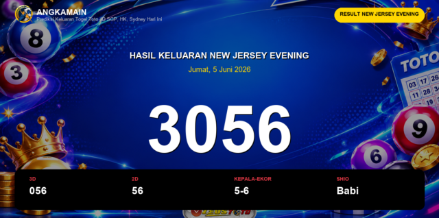 Result New Jersey Evening hari ini 5 Juni 2026 angka 3056