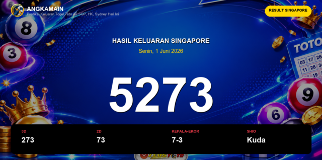Result Singapore hari ini 1 Juni 2026 angka 5273