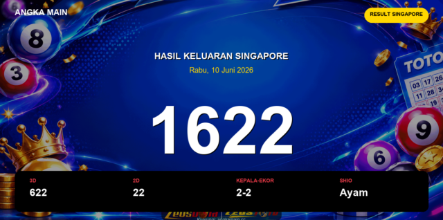 Result Singapore hari ini 10 Juni 2026 angka 1622