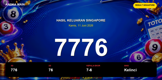 Result Singapore hari ini 11 Juni 2026 angka 7776