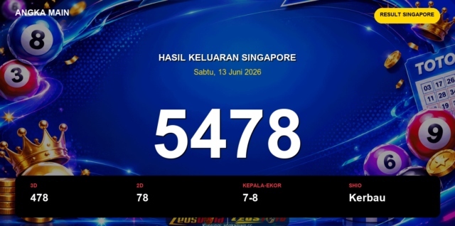 Result Singapore hari ini 13 Juni 2026 angka 5478