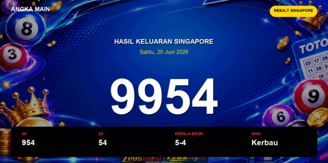 Result Singapore hari ini 20 Juni 2026 angka 9954