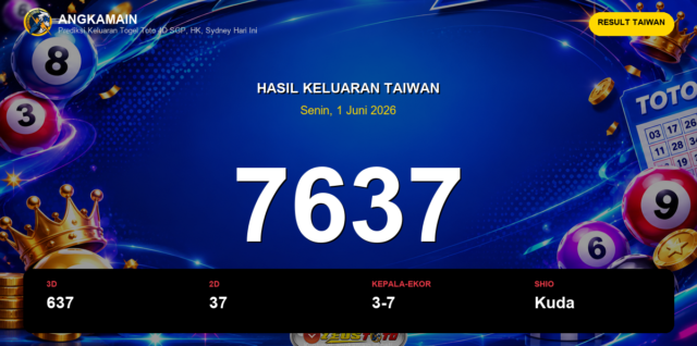 Result Taiwan hari ini 1 Juni 2026 angka 7637