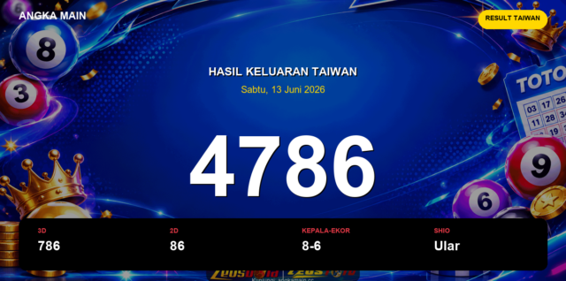 Result Taiwan hari ini 13 Juni 2026 angka 4786