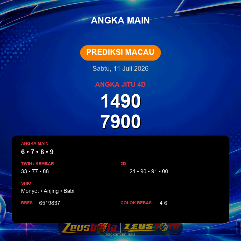 Prediksi togel Macau hari ini lengkap 2D 3D 4D 11 Juli 2026