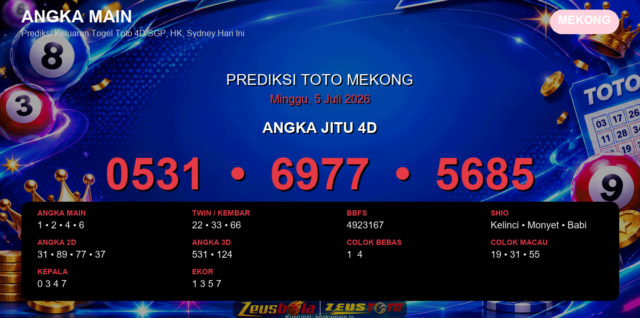 Prediksi togel Mekong hari ini lengkap 2D 3D 4D 5 Juli 2026