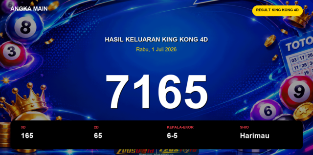 Result King Kong 4D hari ini 1 Juli 2026 angka 7165