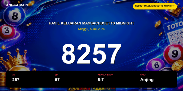 Result Massachusetts Midnight hari ini 5 Juli 2026 angka 8257